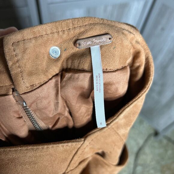 Free People Suede Dress Midi Jumper Leather Cognac Color Boho Sz 4 - Picture 10 of 10